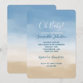 Blue Sky Beige Sand Ombre Waterverf Kaart