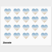 Blue Sky Beige Sand Ombre Waterverf op maat Hart Sticker (Vel)