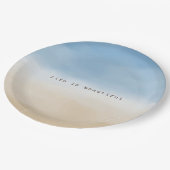 Blue Sky Beige Sand Ombre Waterverf op maat Papieren Bordje (Gekanteld)