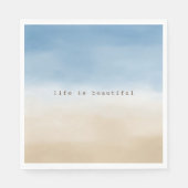 Blue Sky Beige Sand Ombre Waterverf op maat Servet (Voorkant)