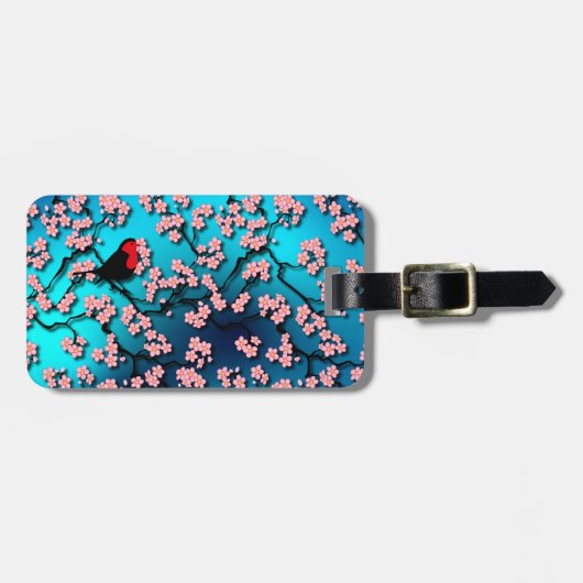 Blue Sky Bird Cherry Blossom Bagagelabel (Voorkant horizontaal)