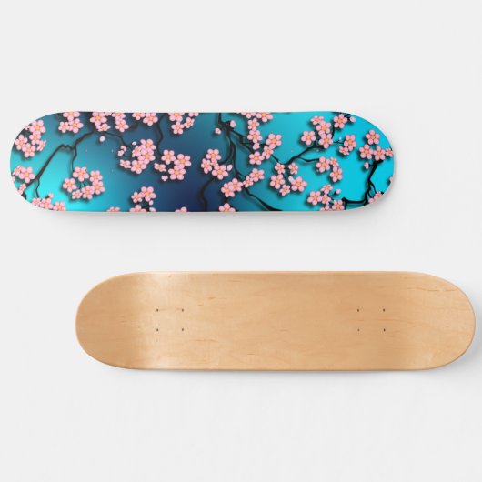 Blue Sky Bird Cherry Blossom Persoonlijk Skateboard (Horizontaal)