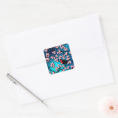 Blue Sky Bird Cherry Blossom Vierkante Sticker (Envelop)