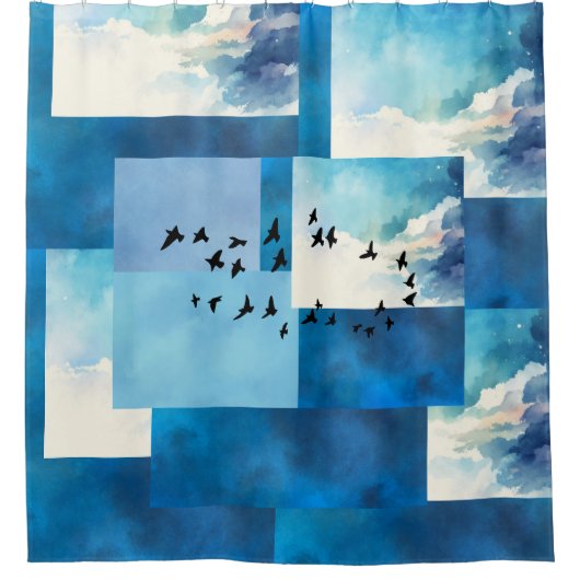 Blue Sky Birds Ontwerp Douchegordijnen (Voorkant)