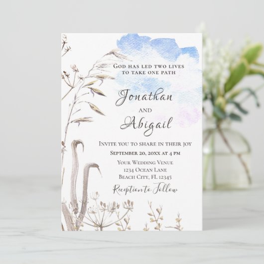 Blue Sky Botanische Tuin Casual Christelijk Bruilo Kaart (Staand voorkant)