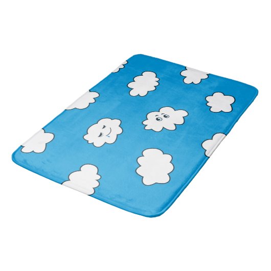 Blue Sky Cartoon Funny Clouds Badmat (Gekanteld)