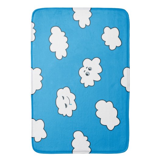 Blue Sky Cartoon Funny Clouds Badmat (Voorkant Verticaal)