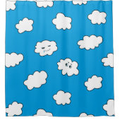 Blue Sky Cartoon Funny Clouds Douchegordijn (Voorkant)