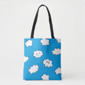 Blue Sky Cartoon Funny Clouds Tote Bag (Voorkant)