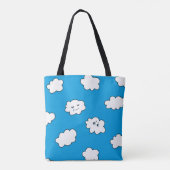 Blue Sky Cartoon Funny Clouds Tote Bag (Achterkant)
