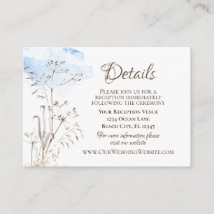 Blue Sky Casual Botanical Dried Herbs Wedding Informatiekaartje
