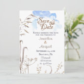 Blue Sky Casual Botanische Tuin Christelijke Bruil Save The Date (Staand voorkant)