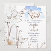 Blue Sky Casual Botanische Tuin Christelijke Bruil Save The Date (Voorkant / Achterkant)
