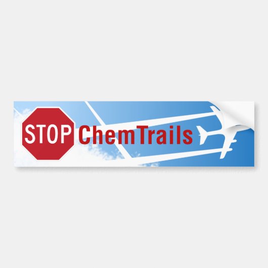 Blue Sky Chemtrails Plane Spraing Death Skull Bumpersticker (Voorkant)