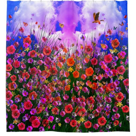 Blue Sky Cloud Angel Douchegordijn (Voorkant)