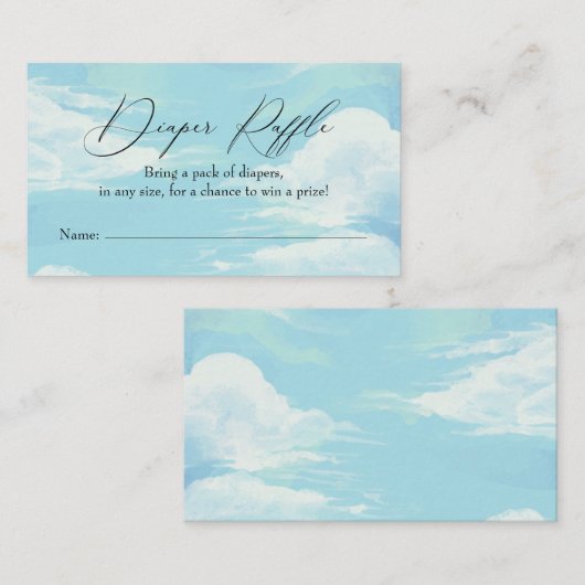 Blue Sky Cloud Diaper Raffle Insert Kaart Visitekaartje (Voorkant / Achterkant)
