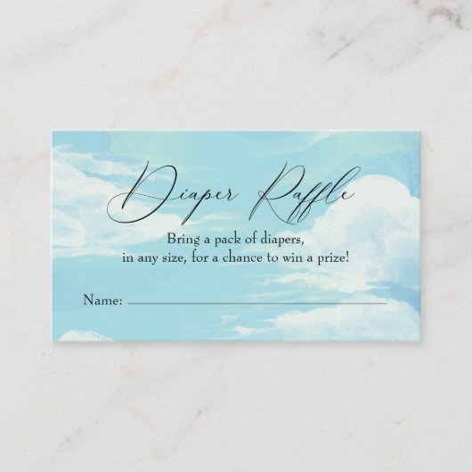 Blue Sky Cloud Diaper Raffle Insert Kaart Visitekaartje (Voorkant)