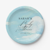 Blue Sky Clouds-Baby shower Papieren Bordje (Voorkant)