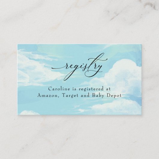 Blue Sky Clouds Baby shower Registry Insert Kaart Visitekaartje (Voorkant)
