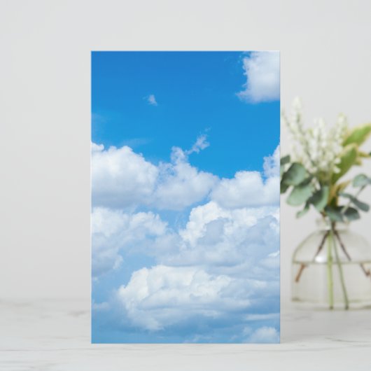 Blue Sky Clouds Background Skies Heaven Design Briefpapier (Staand voorkant)