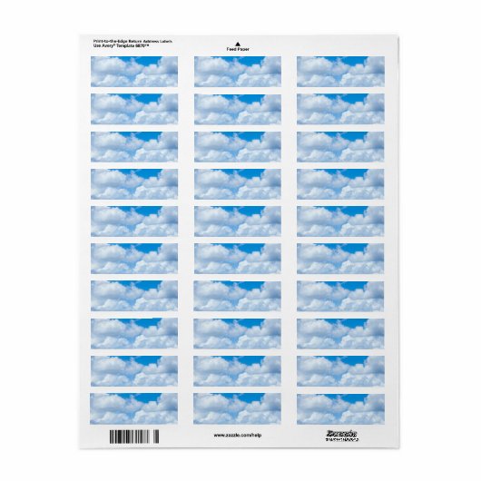 Blue Sky Clouds Background Skies Heaven Design Etiket (Full Sheet)