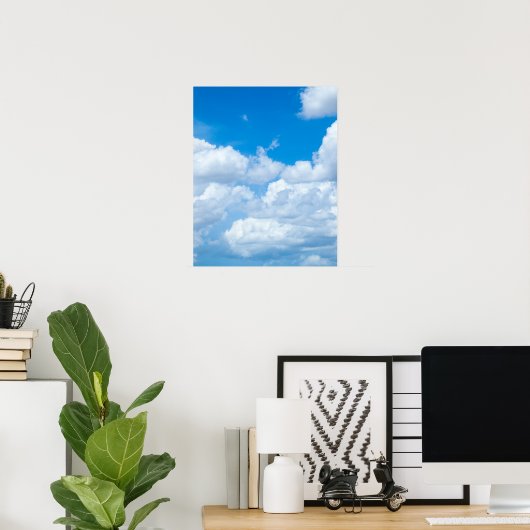 Blue Sky Clouds Background Skies Heaven Design Poster (Thuiskantoor)