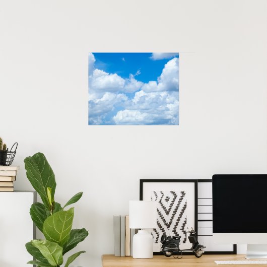 Blue Sky Clouds Background Skies Heaven Design Poster (Thuiskantoor)