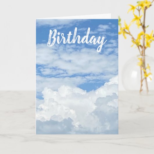 BLUE SKY CLOUDS FOTO BIRTHDAY KAART (Gele Bloem)