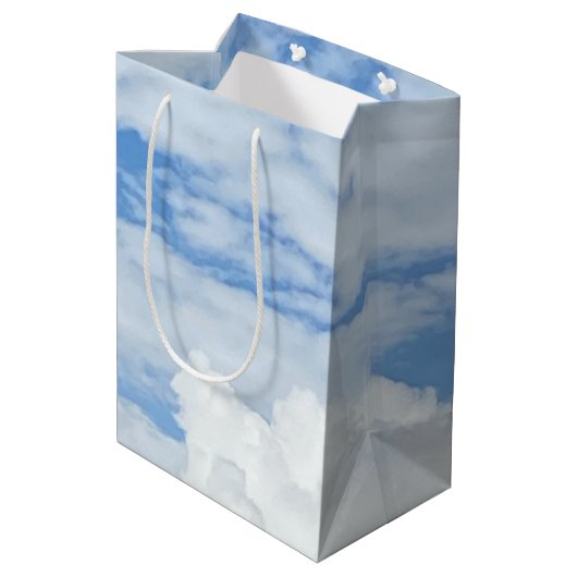 BLUE SKY CLOUDS FOTO MEDIUM GIFT BAG MEDIUM CADEAUZAKJE (Achterkant Gekanteld)