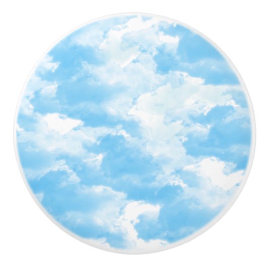 Blue Sky Clouds Keramische Knop (Voorkant)