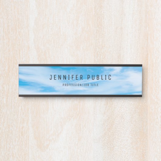 Blue Sky Clouds Modern Simple Elegant Sjabloon Deurbordje (Voorkant)