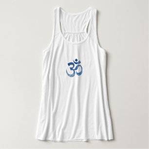 Blue Sky Clouds OM Symbool Flowy Yoga Tanktop