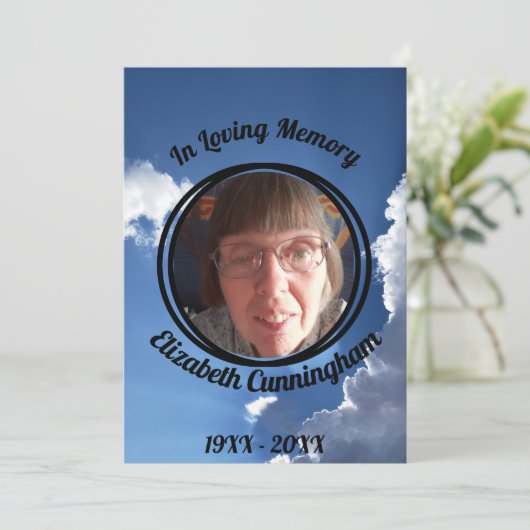 Blue Sky Clouds Sun Rays Geheugengedicht Fotouitno Kaart (Staand voorkant)