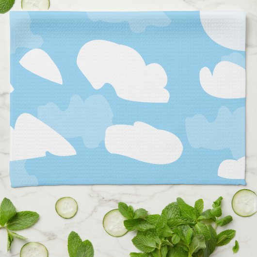 Blue Sky Clouds Theedoek (Gevouwen)