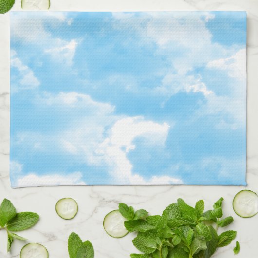 Blue Sky Clouds Theedoek (Gevouwen)