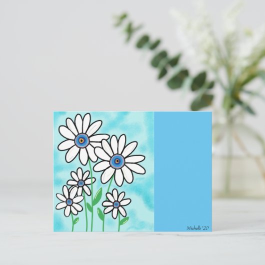 Blue Sky Daisies Briefkaart (Staand voorkant)