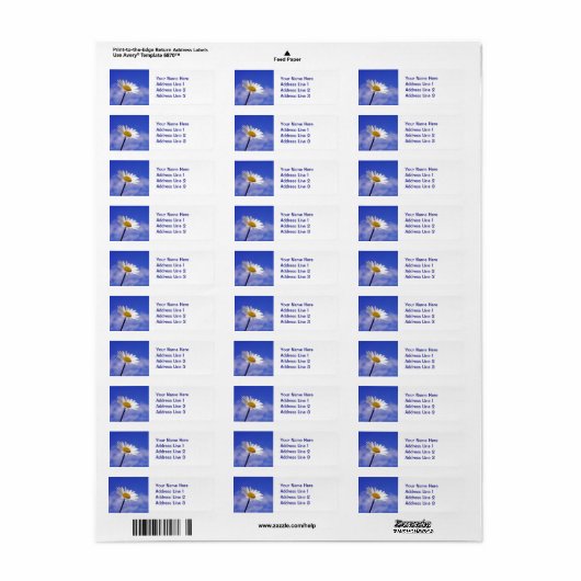 Blue Sky Daisy Retouradreslabel Etiket (Full Sheet)