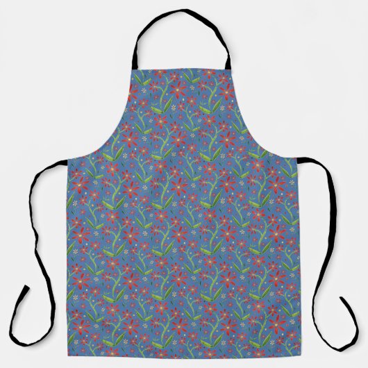 Blue Sky | Dancing Watercolor Daisies Apron Schort (Voorkant)