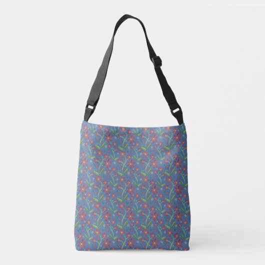 Blue Sky | Dancing Watercolor Daisies Crossbody Tas (Achterkant)