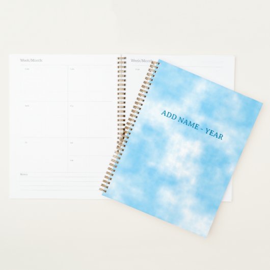 Blue Sky en Cloud Art Custom Name Jaar Planner (Display)