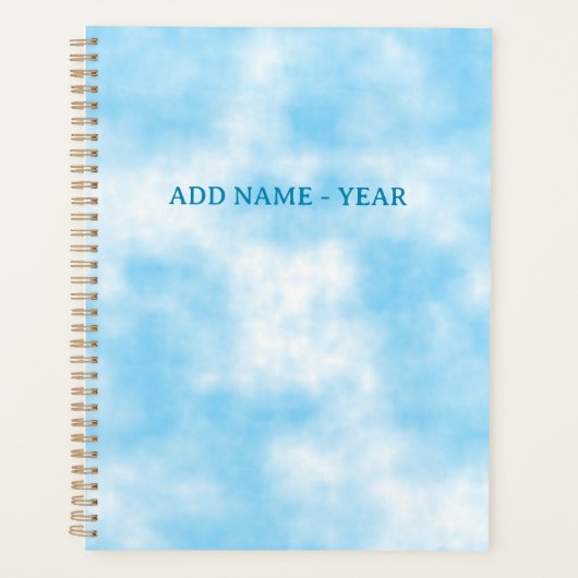 Blue Sky en Cloud Art Custom Name Jaar Planner (Voorkant)