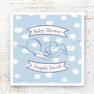 Blue Sky en Clouds Boy Baby shower Servet