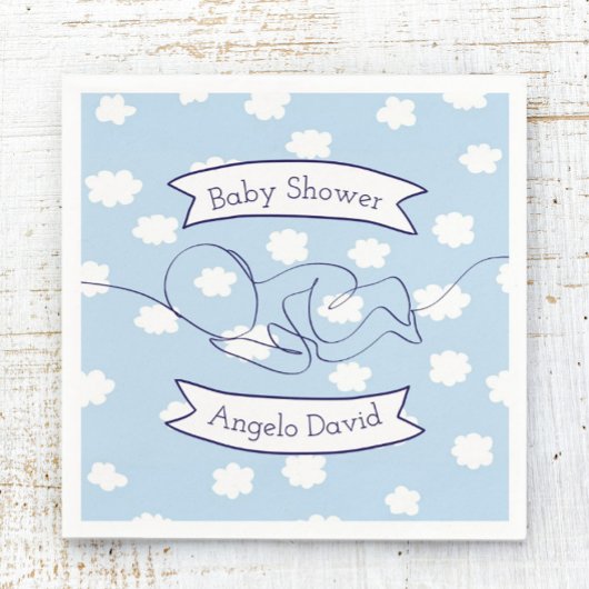 Blue Sky en Clouds Boy Baby shower Servet