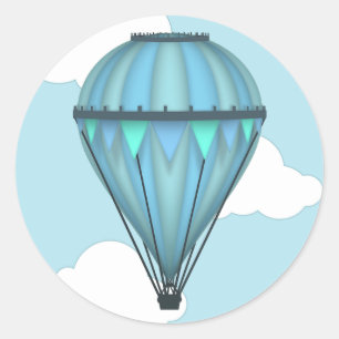 Blue Sky en Clouds Hete Luchtballon Stickers