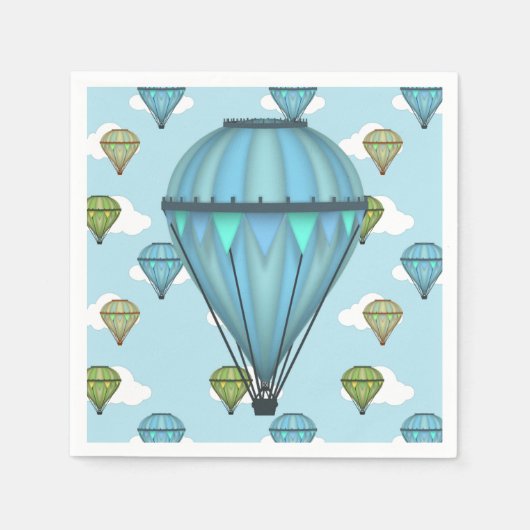 Blue Sky en Clouds Hot Air Balloon Paper Napkins Servet (Voorkant)