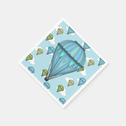 Blue Sky en Clouds Hot Air Balloon Paper Napkins Servet (Hoek)