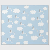 Blue Sky en Clouds Stork Baby Cadeaupapier (Vlak)
