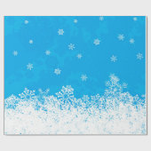 Blue Sky en Falling Snow Christmas Wrapping Paper Cadeaupapier (Vlak)