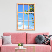 Blue Sky en Leaves 3D Effect Uitzicht Afbeelding Canvas Afdruk (Insitu (Woonkamer))