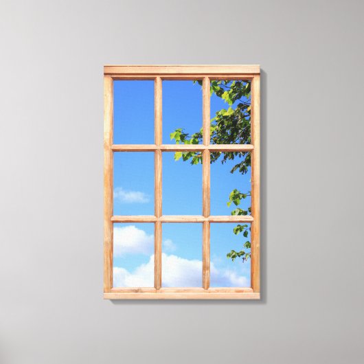Blue Sky en Leaves 3D Effect Uitzicht Afbeelding Canvas Afdruk (Voorkant)